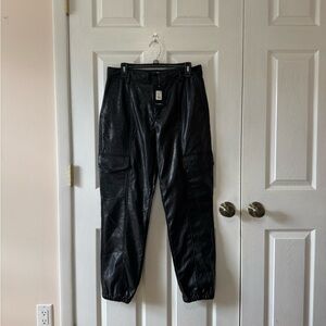 Fashion Nova Black Faux Leather Cargo Joggers
